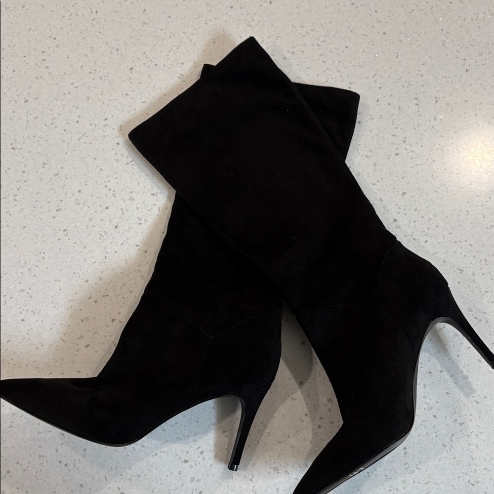 Steve Madden Black Knee-High Stiletto wide calf Boots Size 10 New - Picture 3 of 7